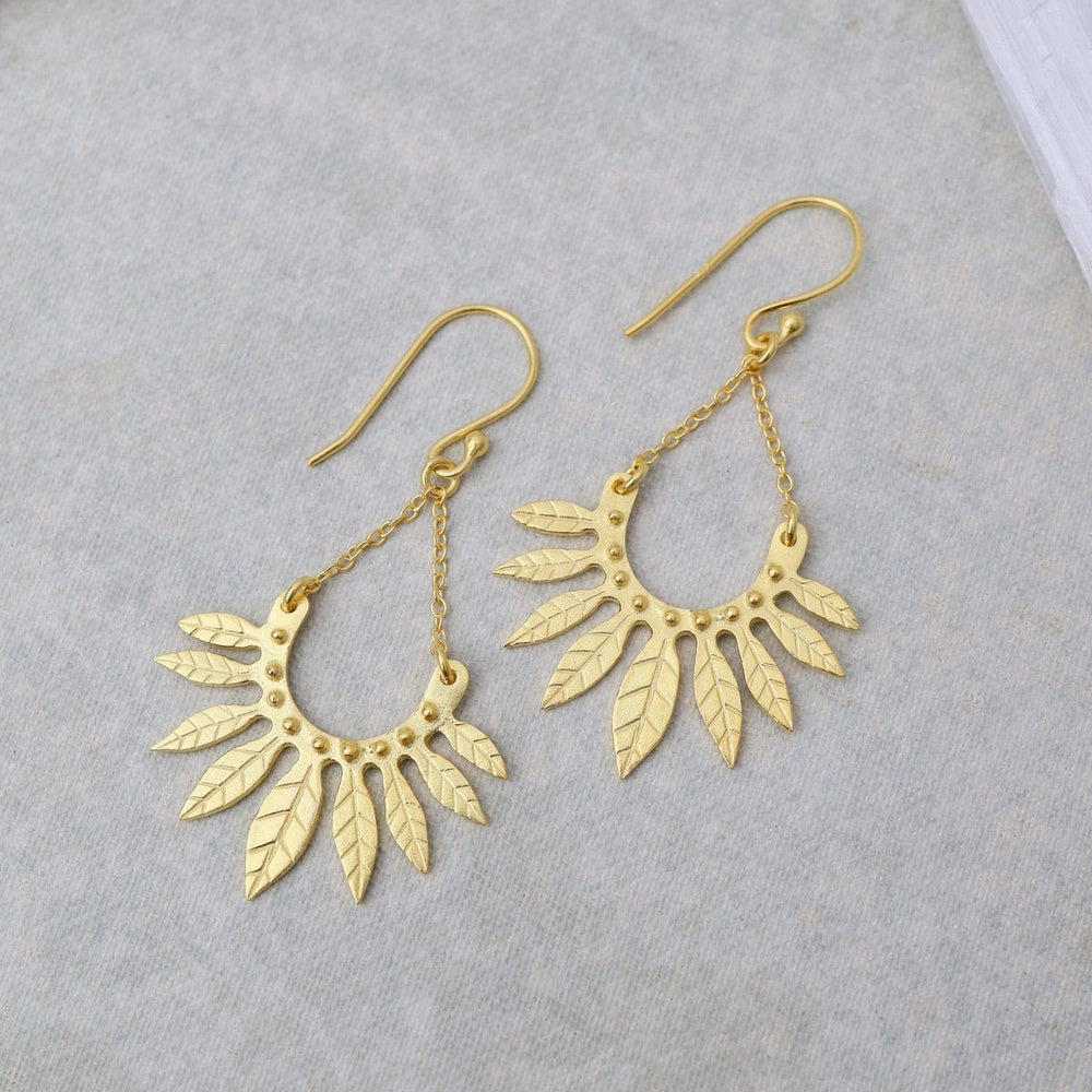 
                      
                        EAR-GPL Gold Fan Textured Leaves Earrings
                      
                    