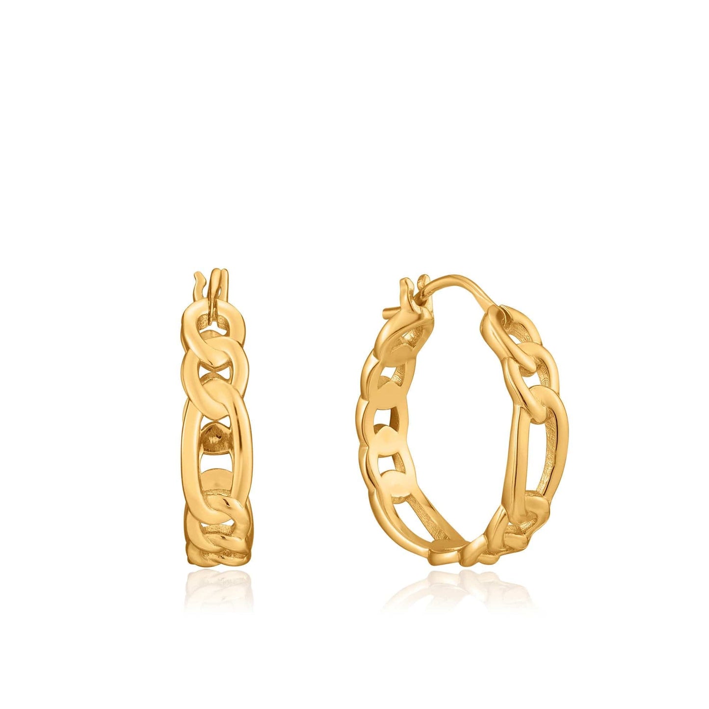 EAR-GPL Gold Figaro Chain Hoop Earrings