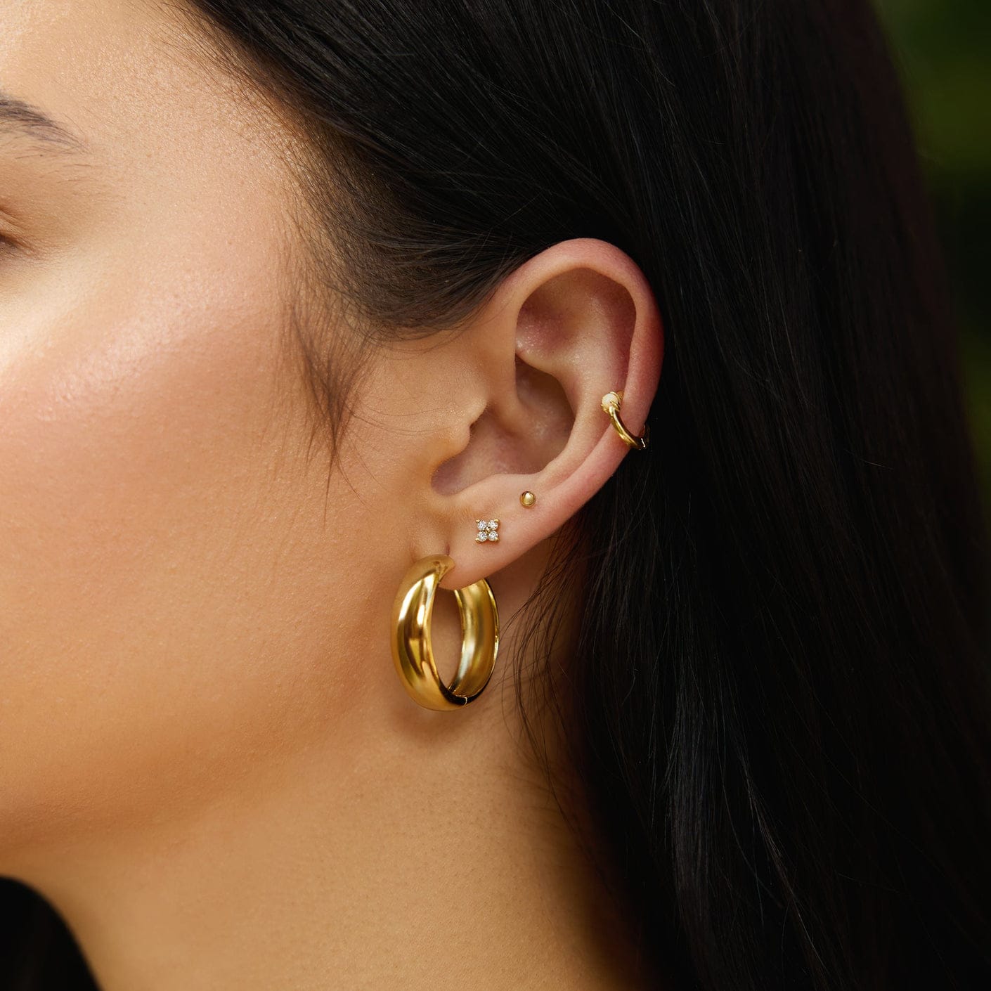 EAR-GPL Gold Four Petal Stud Earrings
