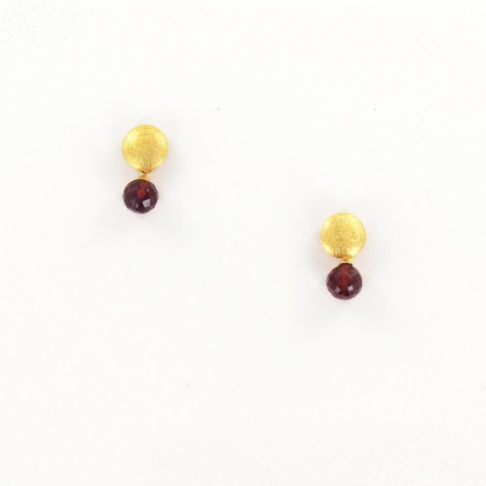 EAR-GPL GOLD GLOBE GARNET DROP EARRINGS