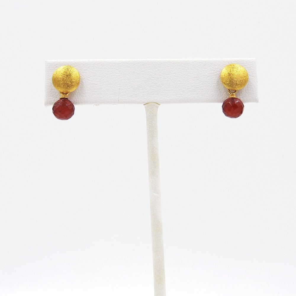 EAR-GPL GOLD GLOBE GARNET DROP EARRINGS