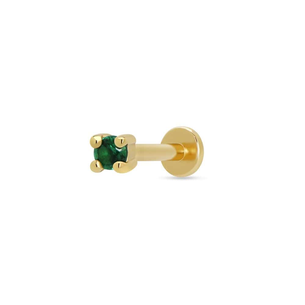 EAR-GPL Gold Green Stone Single Flat Back Earring