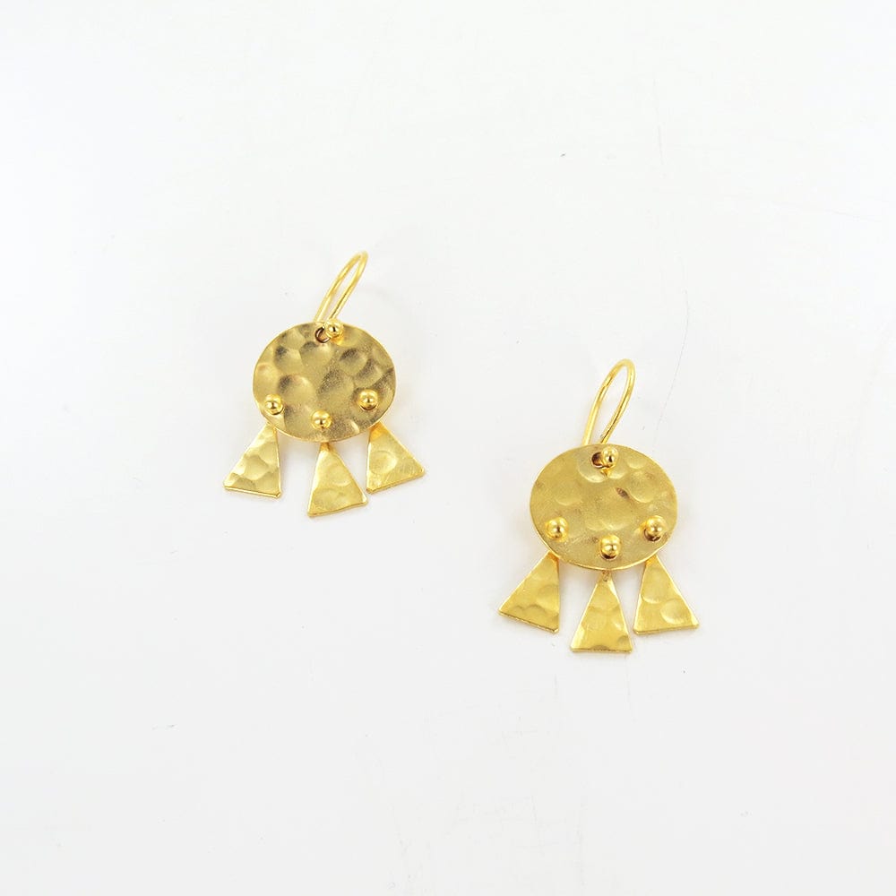 
                      
                        EAR-GPL GOLD HAMMERED DISC AND TRIANGLE DROPS EARRINGS
                      
                    