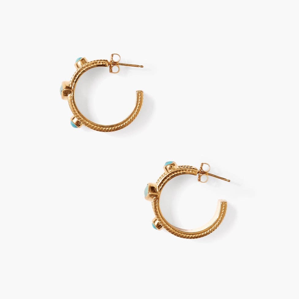 EAR-GPL Gold Helena Hoop Earrings with Turquoise