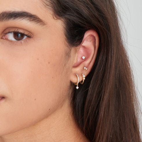 EAR-GPL Gold Kyoto Opal Cabochon Barbell Single Earring