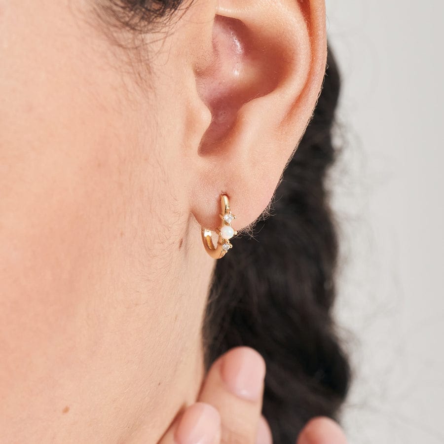 EAR-GPL Gold Kyoto Opal Oval Huggie Hoop Earrings