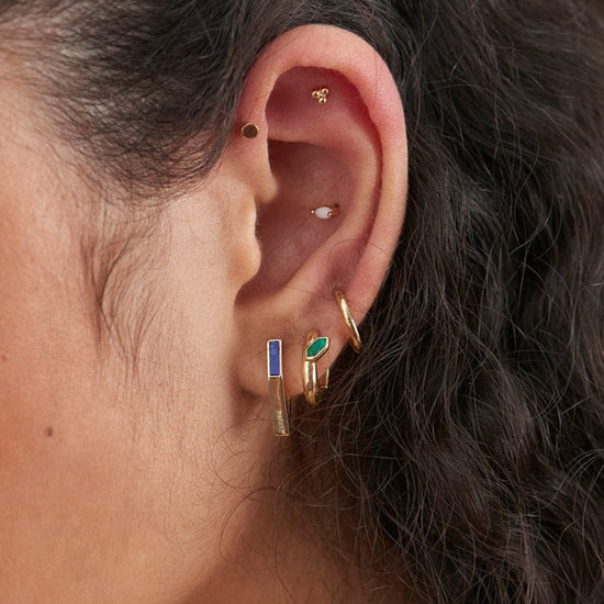 EAR-GPL Gold Lapis Angular Hoop Earrings