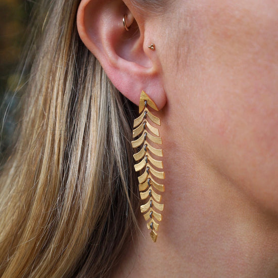 EAR-GPL Gold Leaf with Dark Rhodium Center Earrings