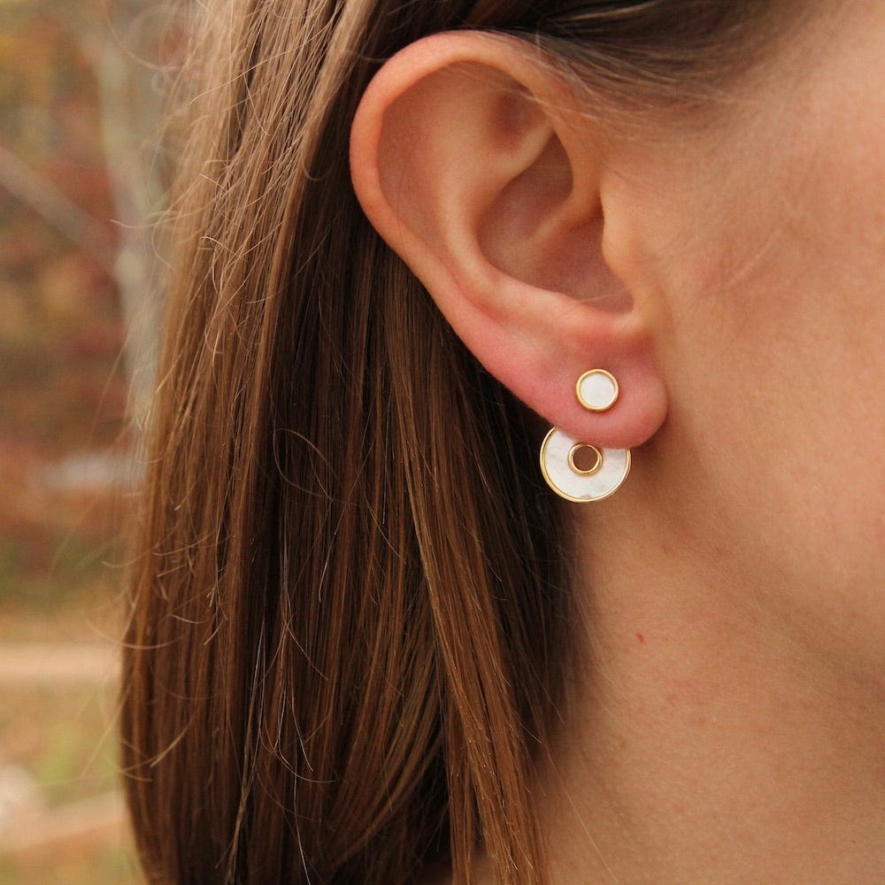 EAR-GPL Gold Mother Of Pearl Disc Ear Jackets