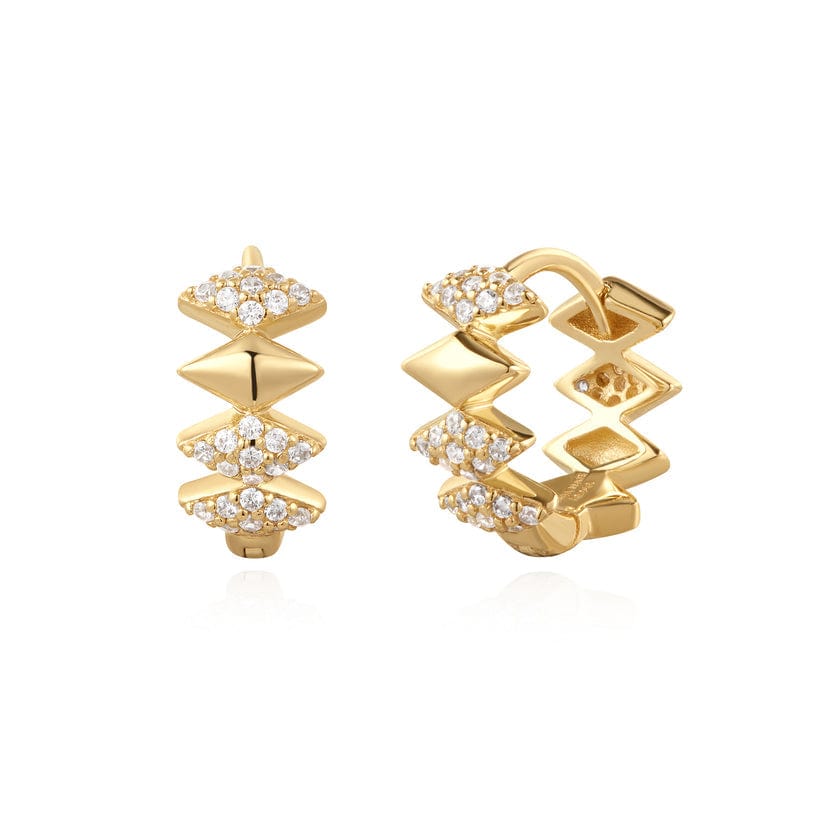 EAR-GPL Gold Multi Sparkle Huggie Earrings