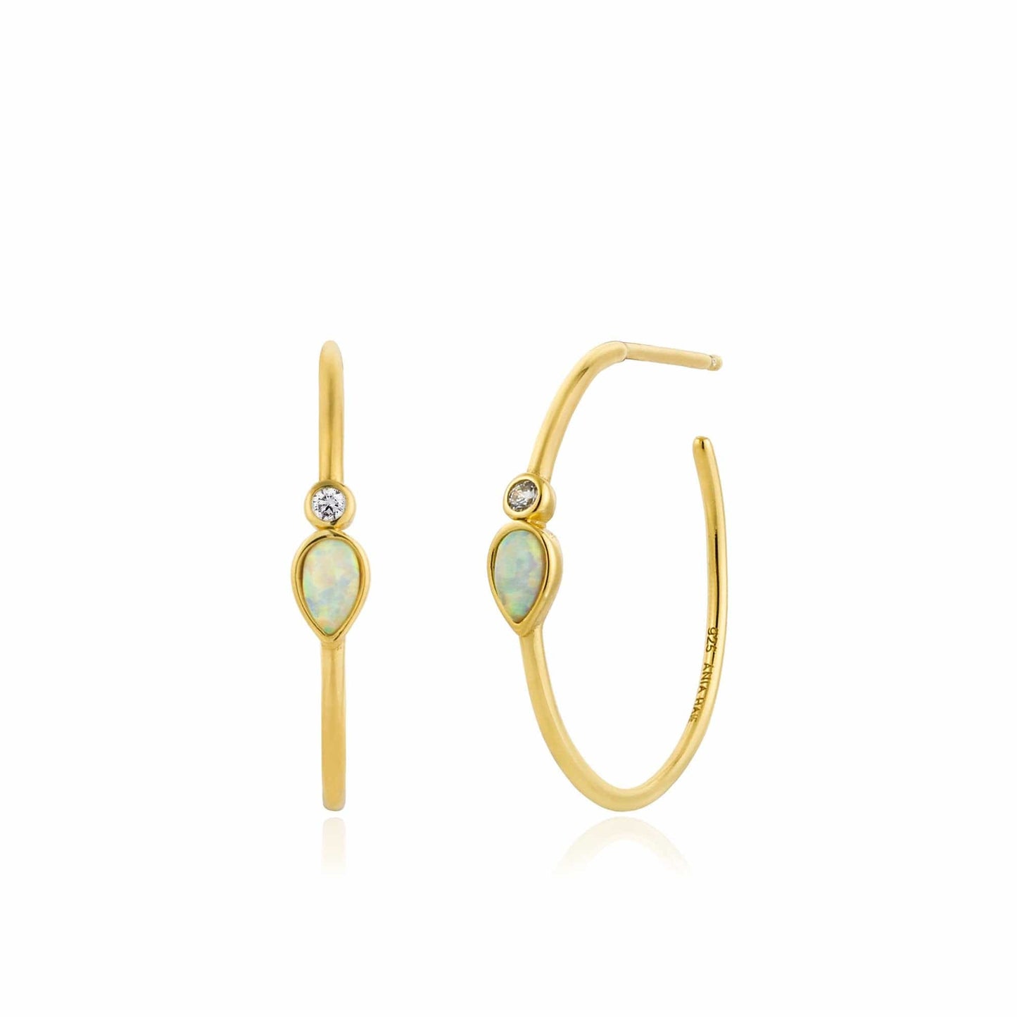 EAR-GPL Gold Opal Color Raindrop Hoop Earrings