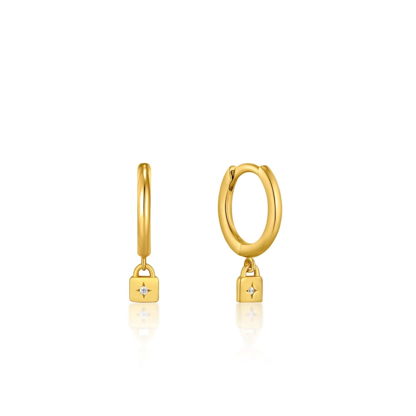 EAR-GPL Gold Padlock Huggie Hoop Earrings