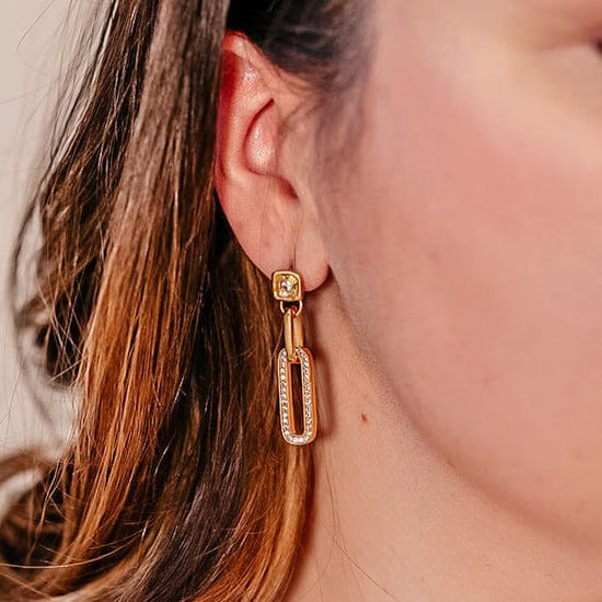 EAR-GPL Gold Pave Chain Post Earrings