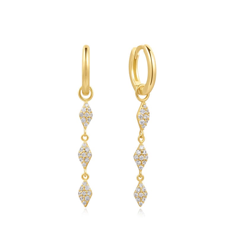 EAR-GPL Gold Pave Sparkle Drop Huggie Earrings