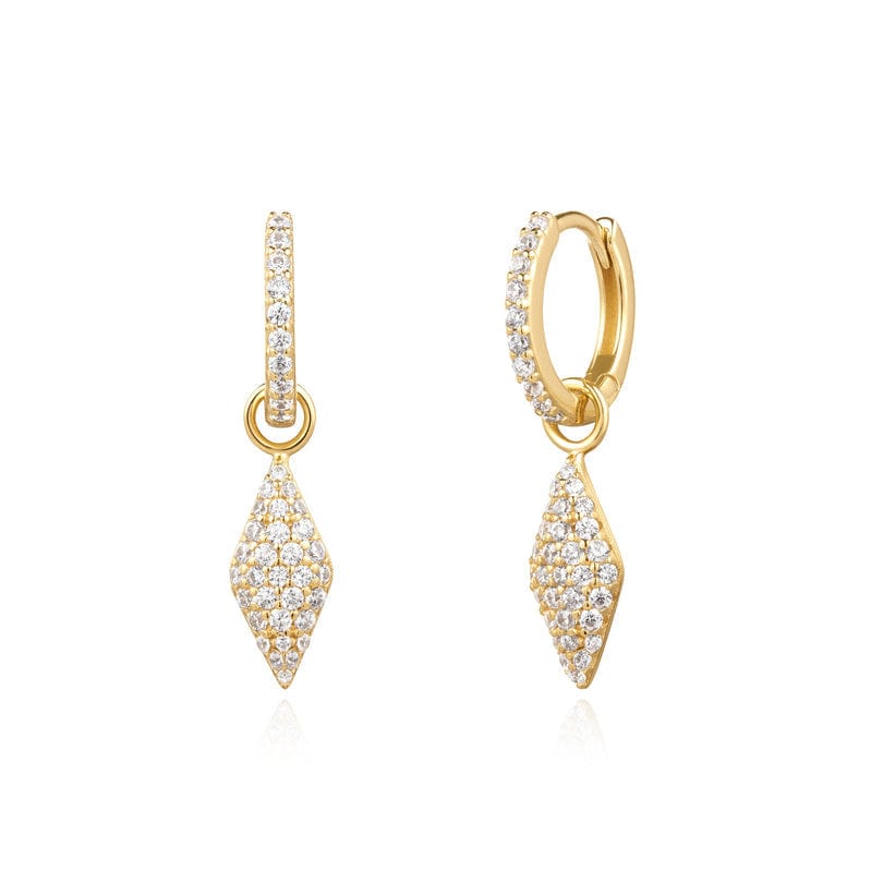 EAR-GPL Gold Pave Sparkle Drop Huggie Earrings