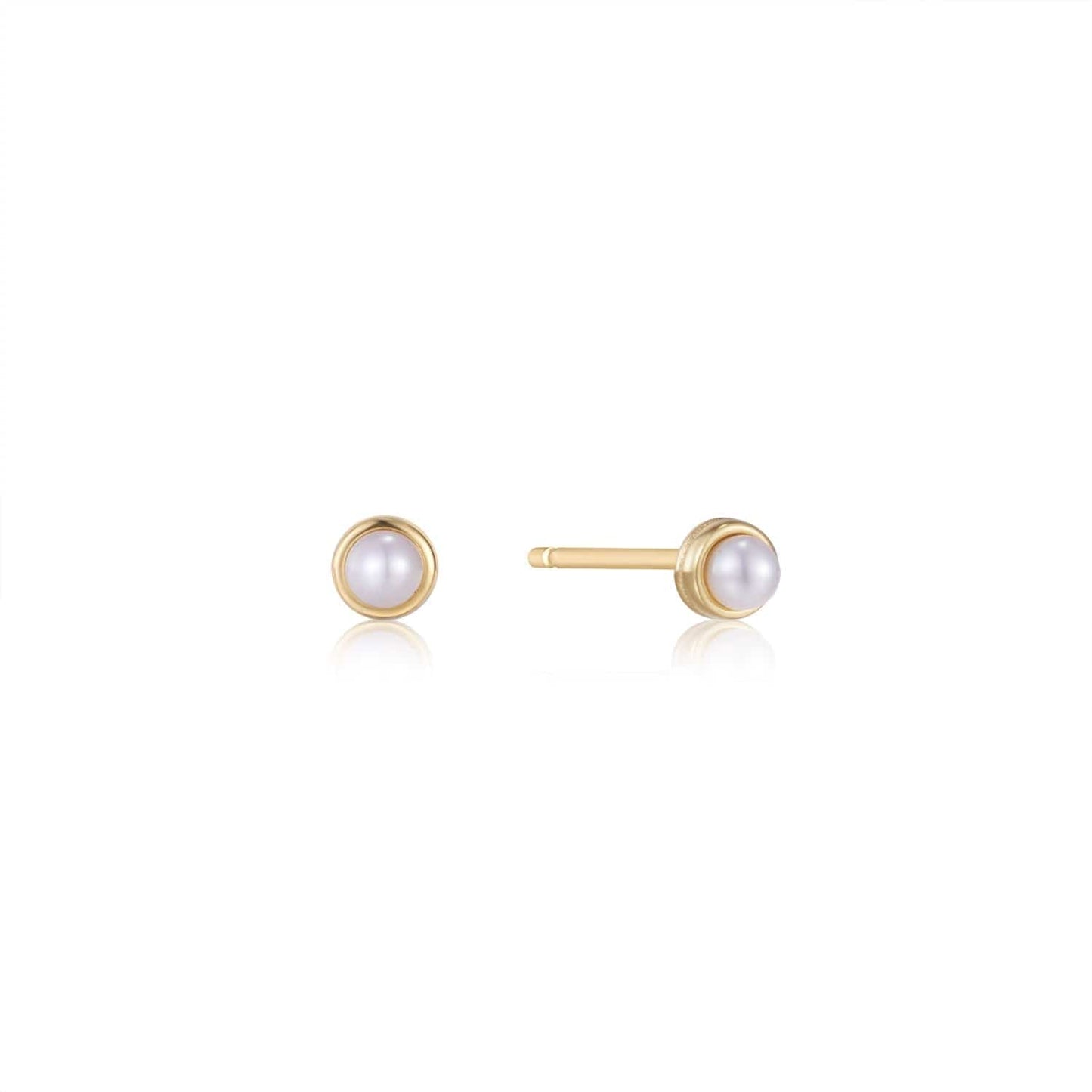 EAR-GPL Gold Pearl Cabochon Stud Earrings