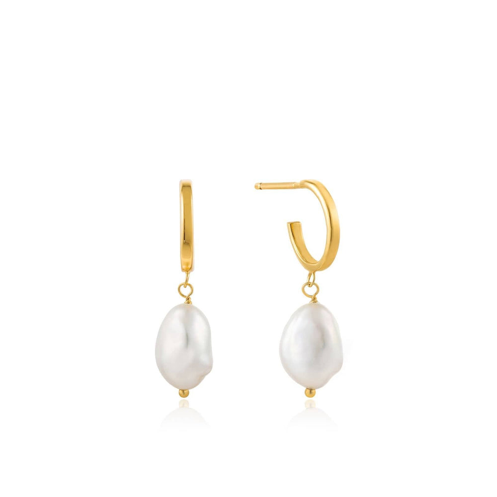 EAR-GPL Gold Pearl Mini Hoop Earrings