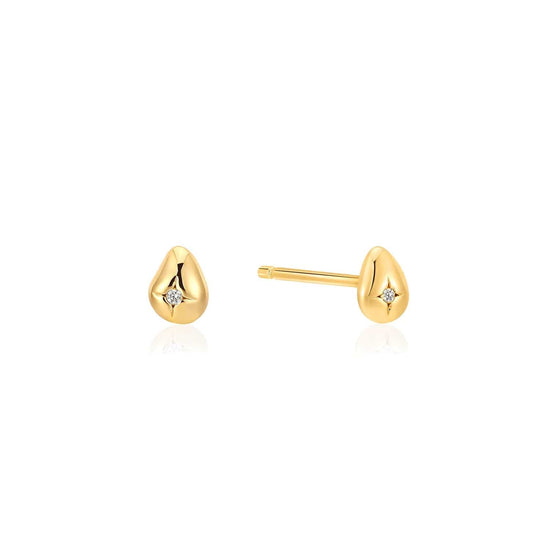 EAR-GPL Gold Pebble Sparkle Stud Earrings