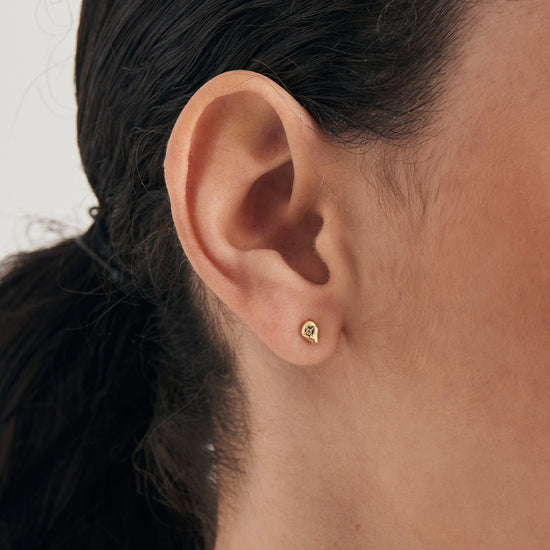 EAR-GPL Gold Pebble Sparkle Stud Earrings