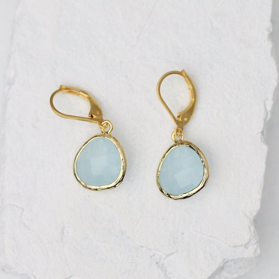 EAR-GPL Gold Plated Alice Blue Crystal Lever Back Earring