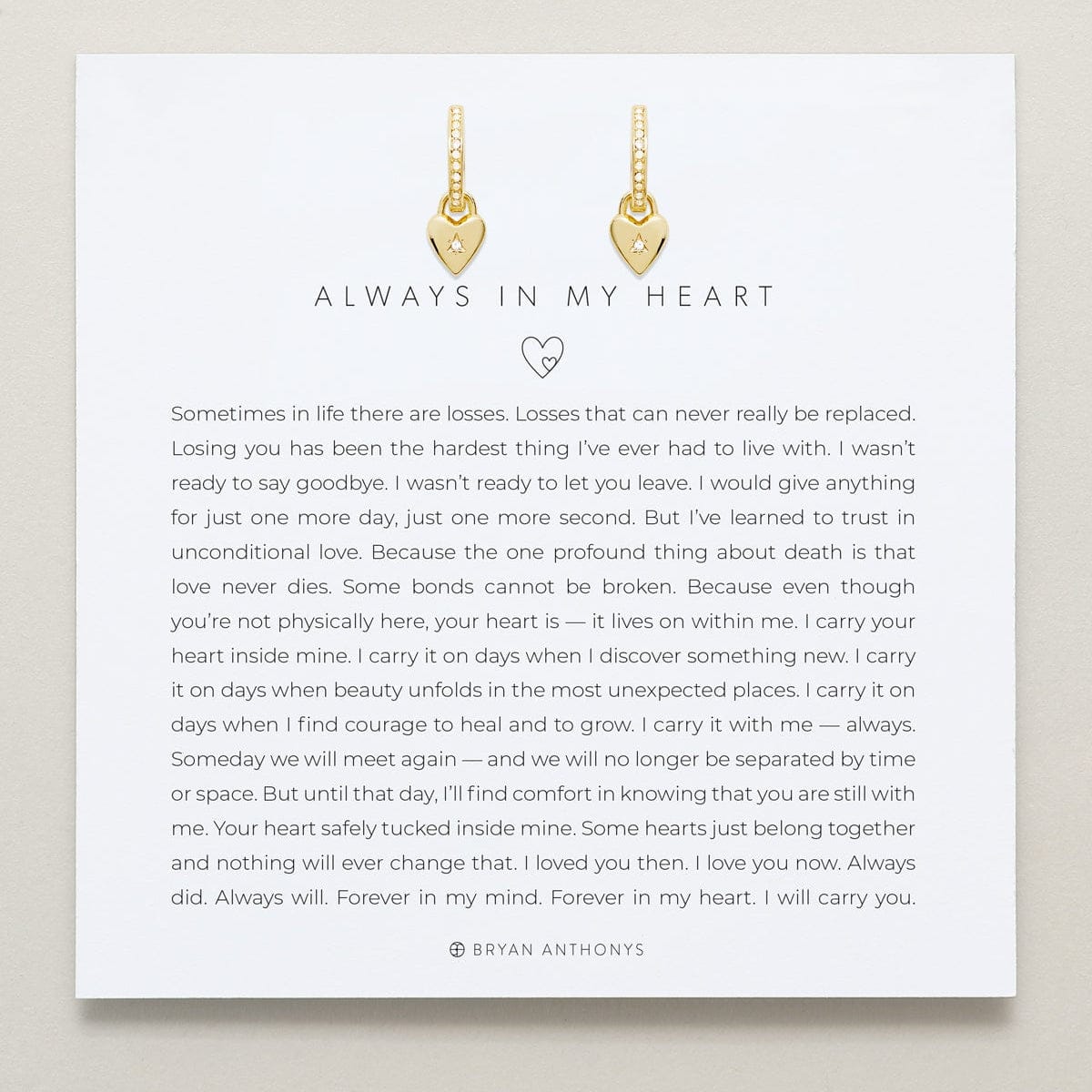 EAR-GPL Gold Plated Always in My Heart Icon Huggies Earrings