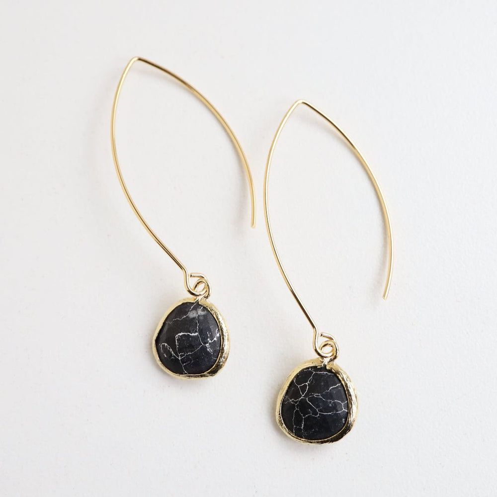 
                      
                        EAR-GPL Gold Plated Black Howlite Dangle Earring
                      
                    