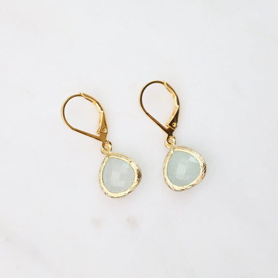 EAR-GPL Gold Plated Blue Jade Crystal Lever Back Earrings