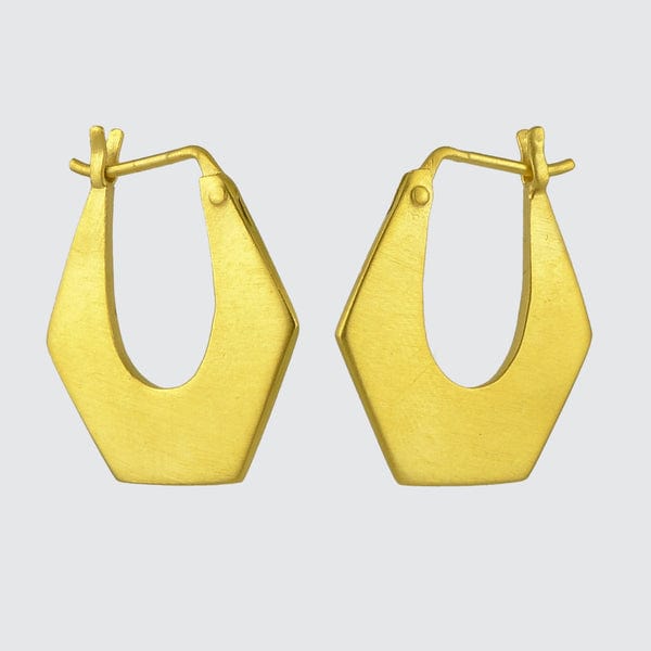 EAR-GPL Gold Plated Brass Medium Four Corner Hoop Earrings