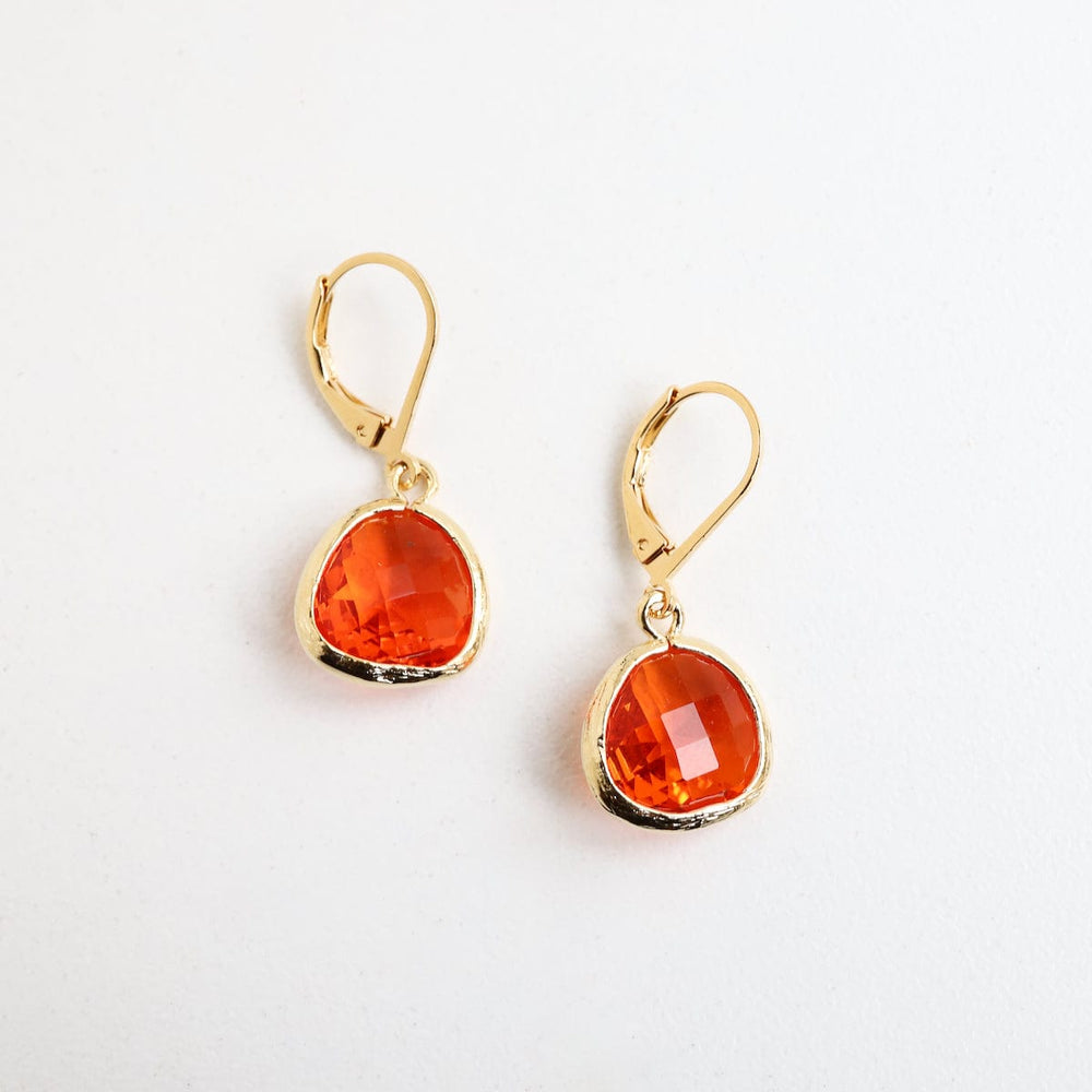 EAR-GPL Gold Plated Carnelian Crystal Lever Back Earring