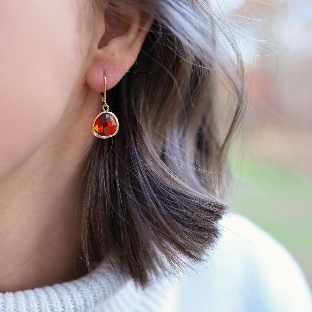 EAR-GPL Gold Plated Carnelian Crystal Lever Back Earring