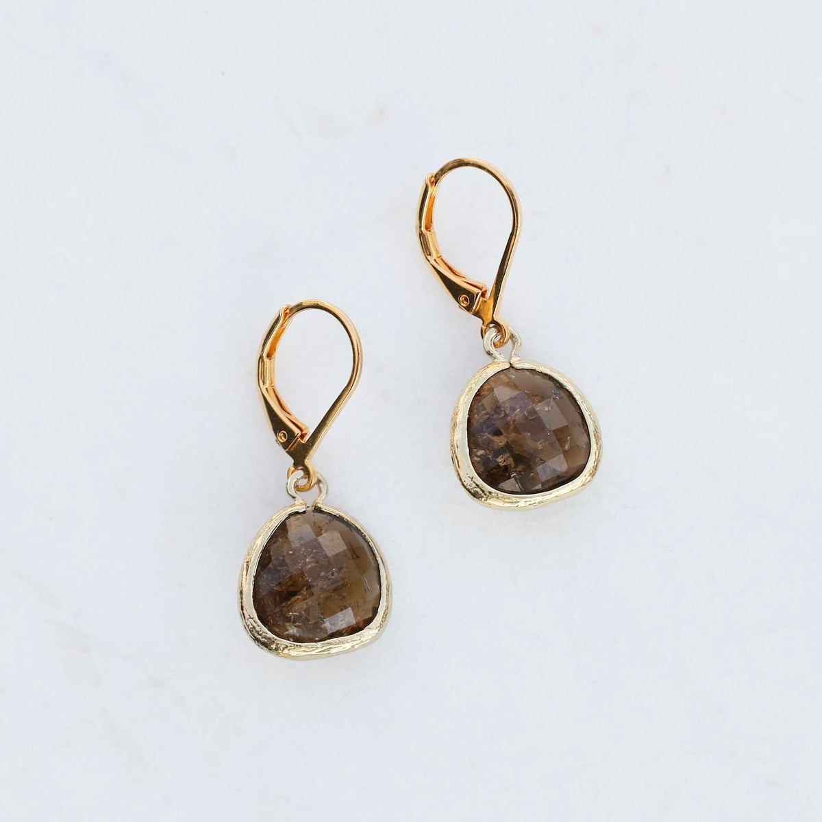 EAR-GPL Gold Plated Colorado Topaz Rock Crystal Lever Back Earrings