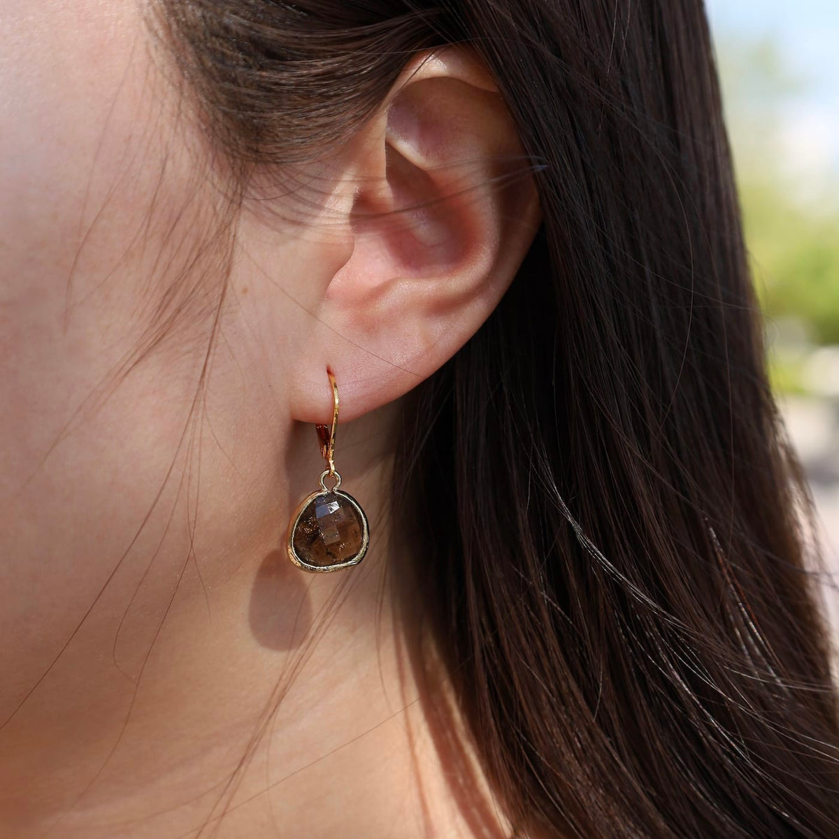 EAR-GPL Gold Plated Colorado Topaz Rock Crystal Lever Back Earrings