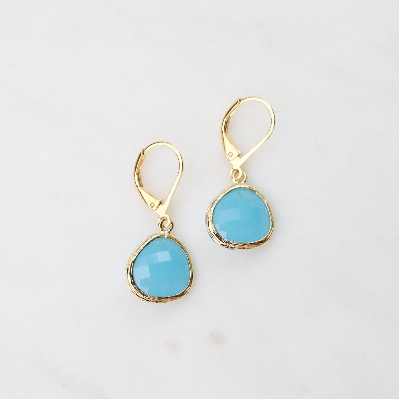 EAR-GPL Gold Plated Crystal Lever Back Earrings - Ocean