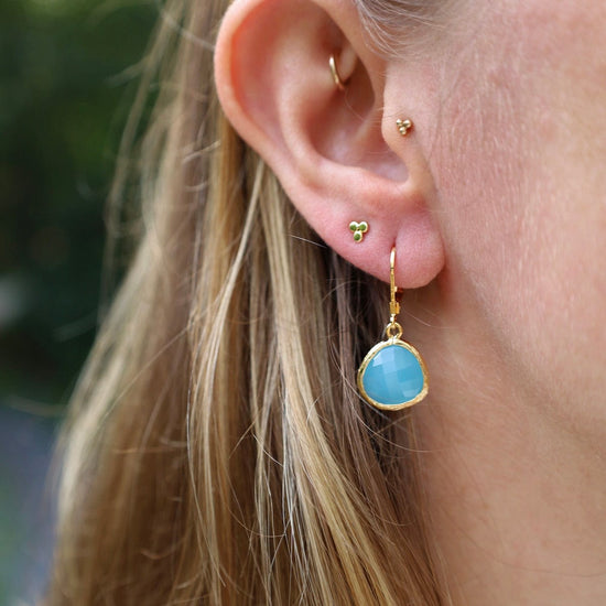 EAR-GPL Gold Plated Crystal Lever Back Earrings - Ocean