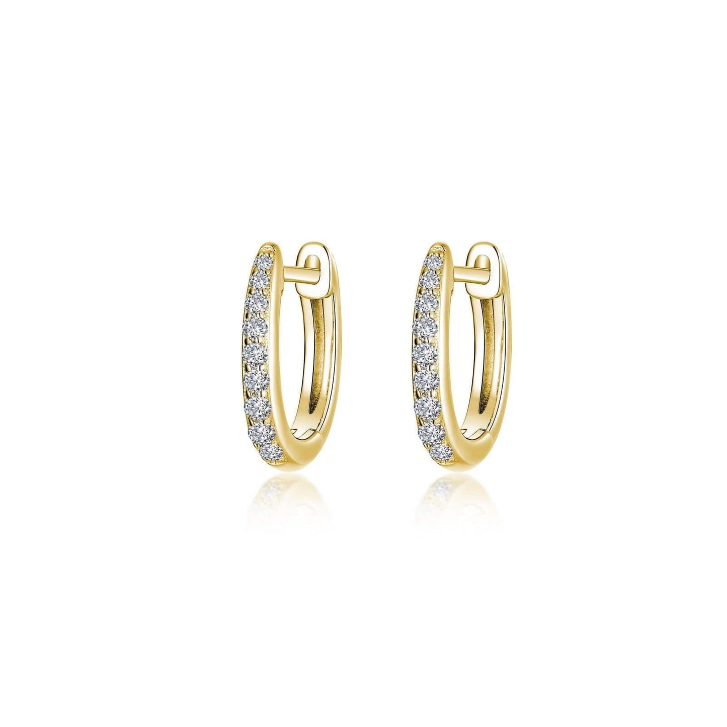 EAR-GPL Gold Plated Diamond Dainty Huggie Hoop Earrings