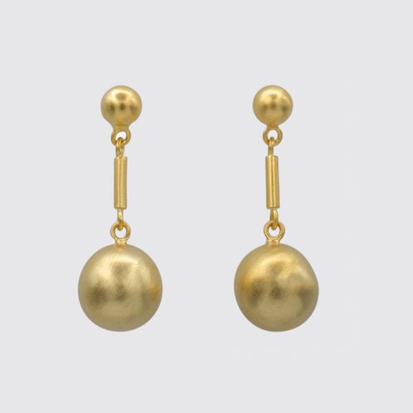 EAR-GPL Gold Plated Double Ball Drop Stud Earrings