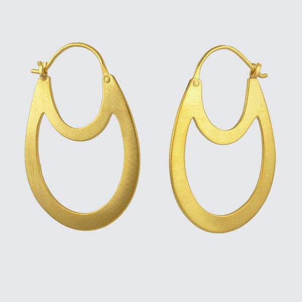 EAR-GPL Gold Plated Double Oval Hoop Earrings