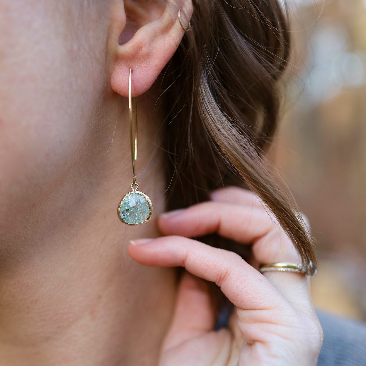 EAR-GPL Gold Plated Erinite Rock Crystal Earring