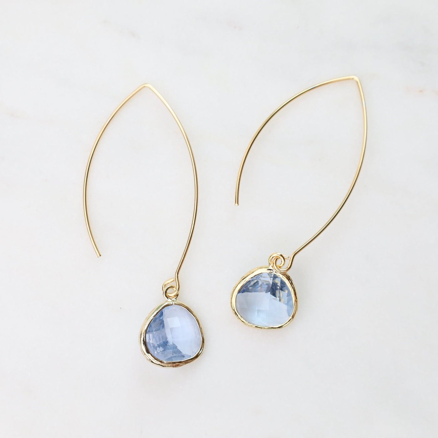 EAR-GPL Gold Plated Gem Dangle Earrings - Cornflower