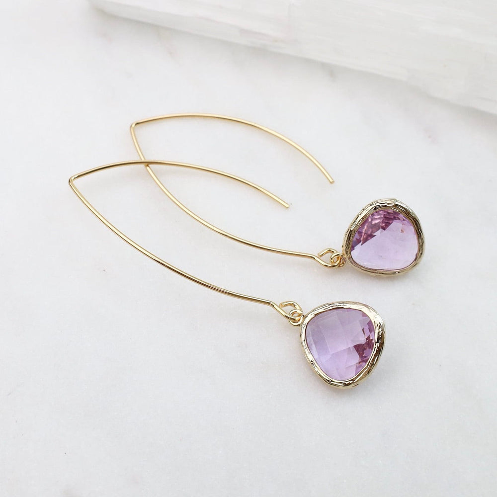 
                      
                        EAR-GPL Gold Plated Gem Dangle Earrings - Lavender
                      
                    