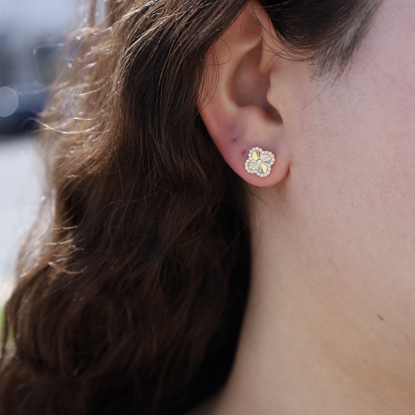 EAR-GPL Gold Plated Halo Stud Earrings