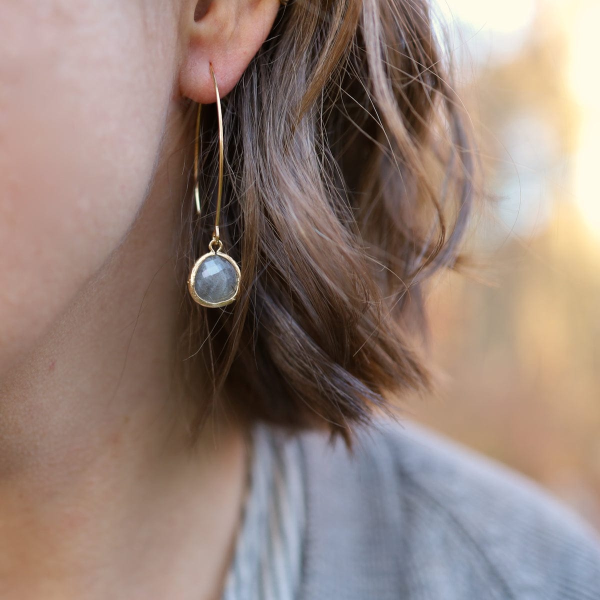 EAR-GPL Gold Plated Labradorite Dangle Earring