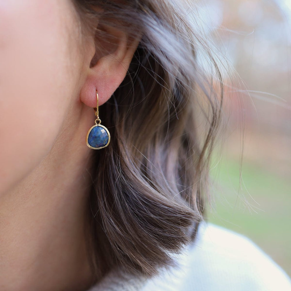 EAR-GPL Gold Plated Lapis Lever Back Earring