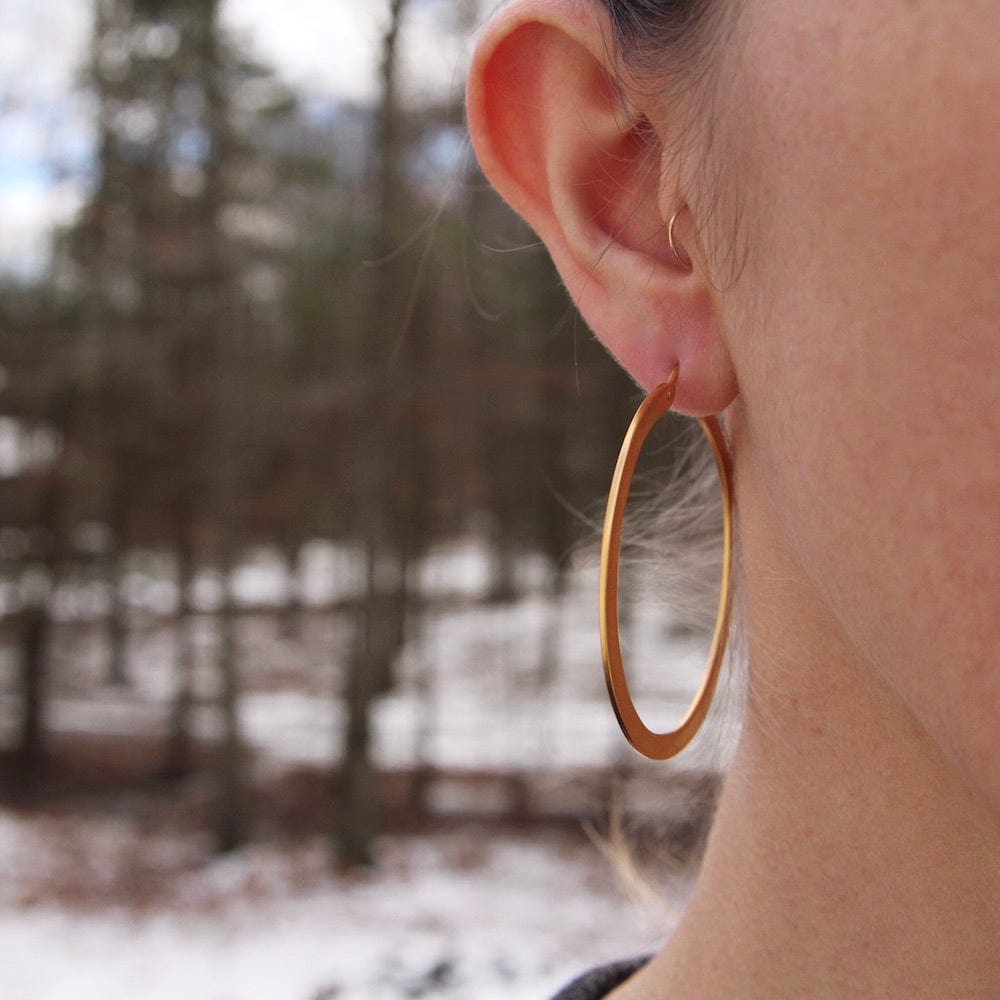 EAR-GPL Gold Plated Large Flat Hoop Earrings