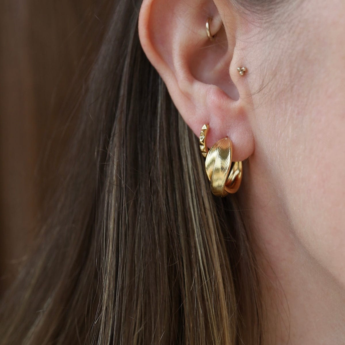 EAR-GPL Gold Plated Leaf Hoops