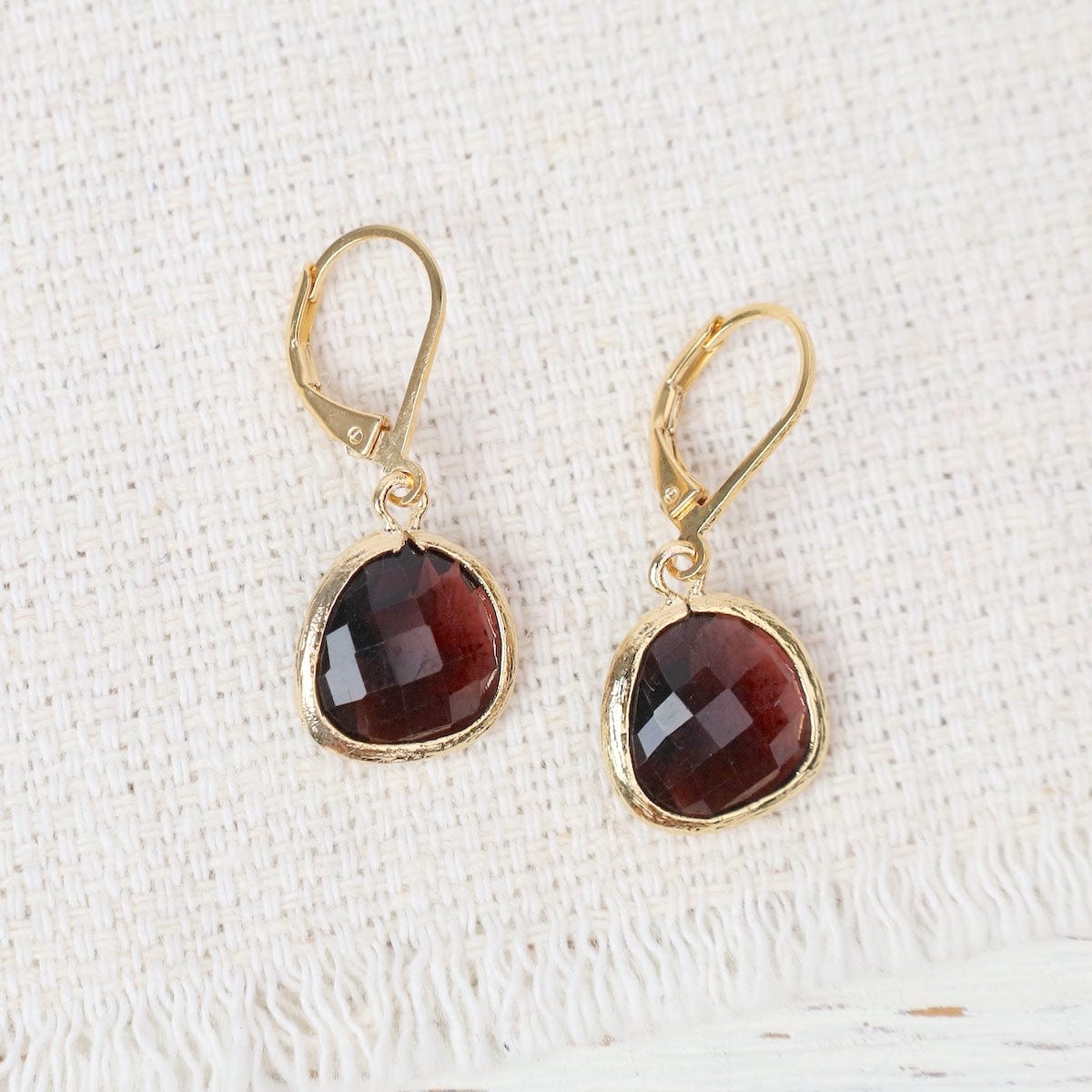 EAR-GPL Gold Plated Leaverback Gemstone Earring – Marsala