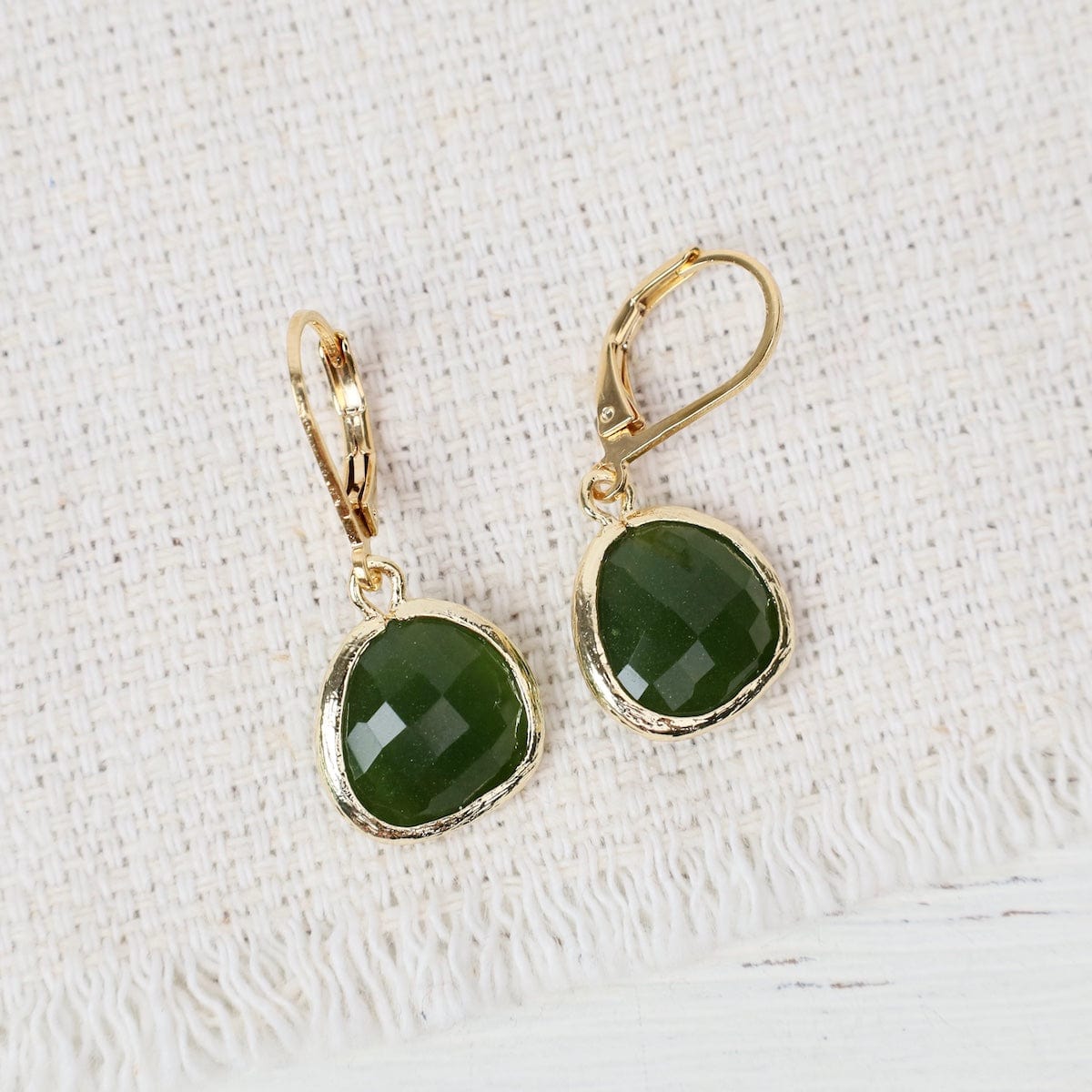 EAR-GPL Gold Plated Leaverback Gemstone Earring – Sage