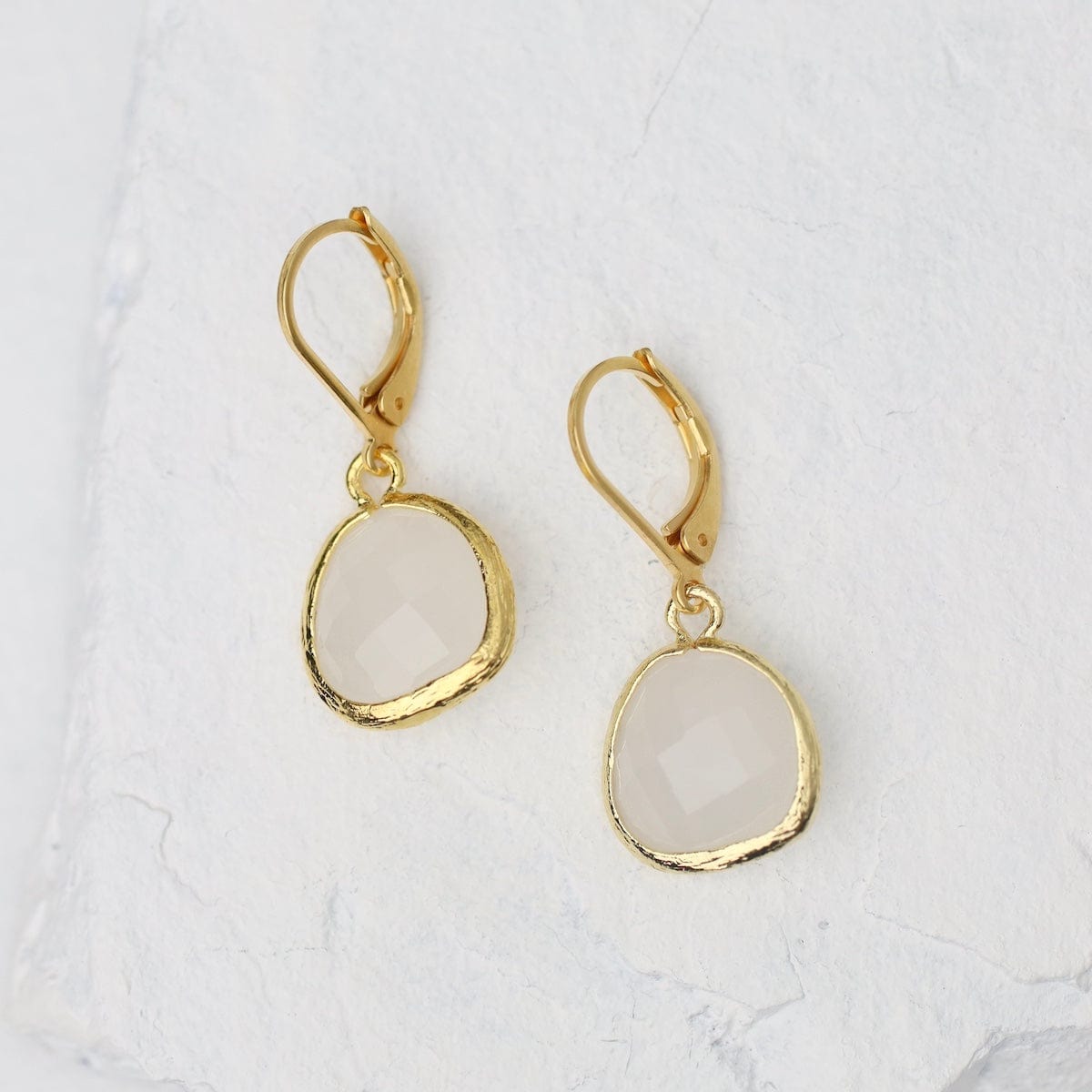 EAR-GPL Gold Plated Leaverback Gemstone Earring – White Sn