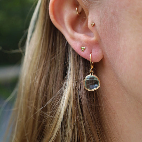 EAR-GPL Gold Plated Lever Back Gemstone Earrings – Aqua