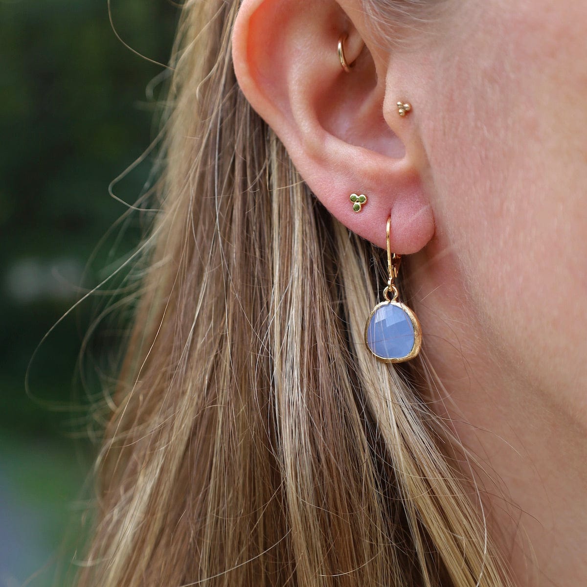 EAR-GPL Gold Plated Light Royal Blue Crystal Lever Back Earrings